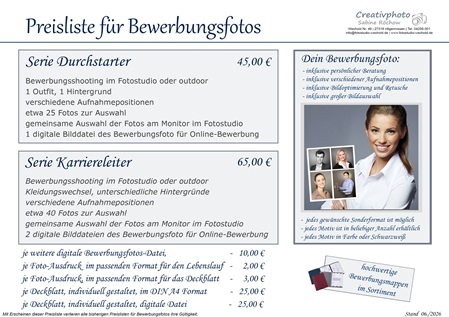Bewerbungsfotos Preise